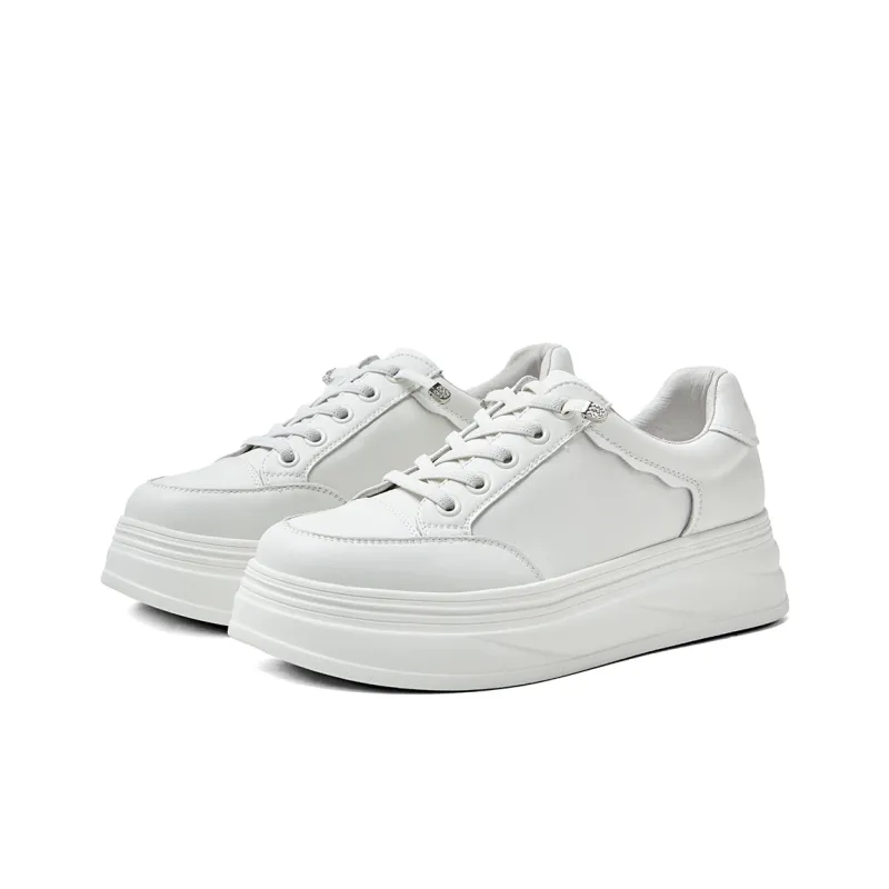 PT'SON Low Top Skateboard Shoes Women's White-4