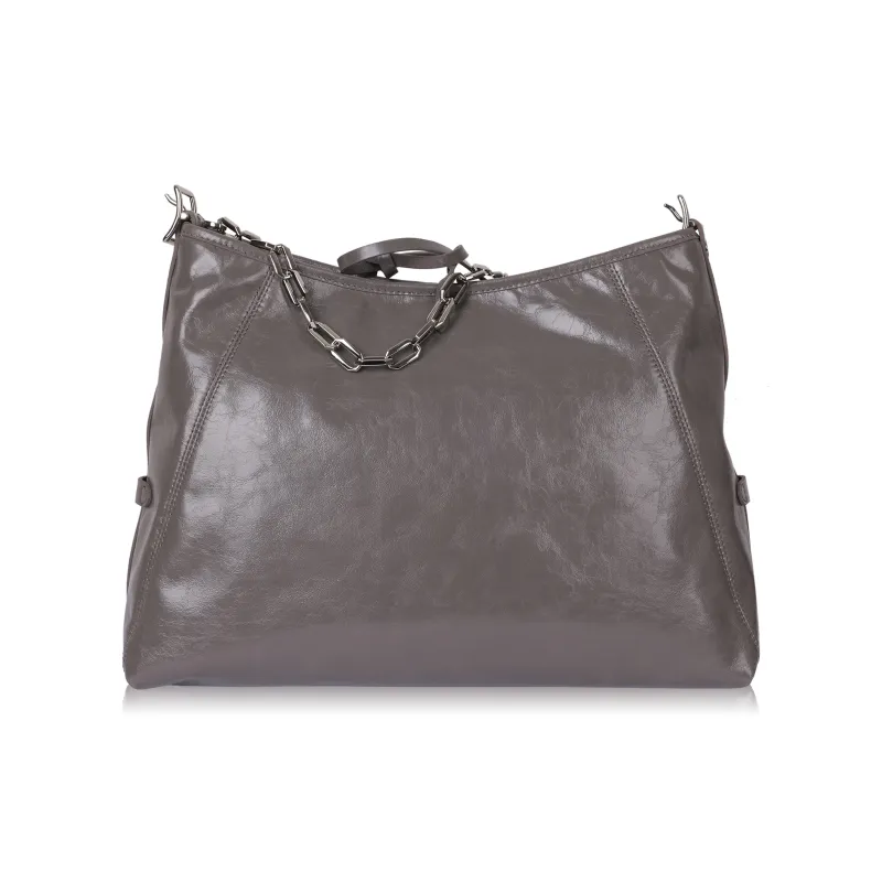 KARL LAGERFELD Top Grain Cow Leather Portable Underarm Crossbody Bag, Shoulder Bag Regular Women's Gray-2