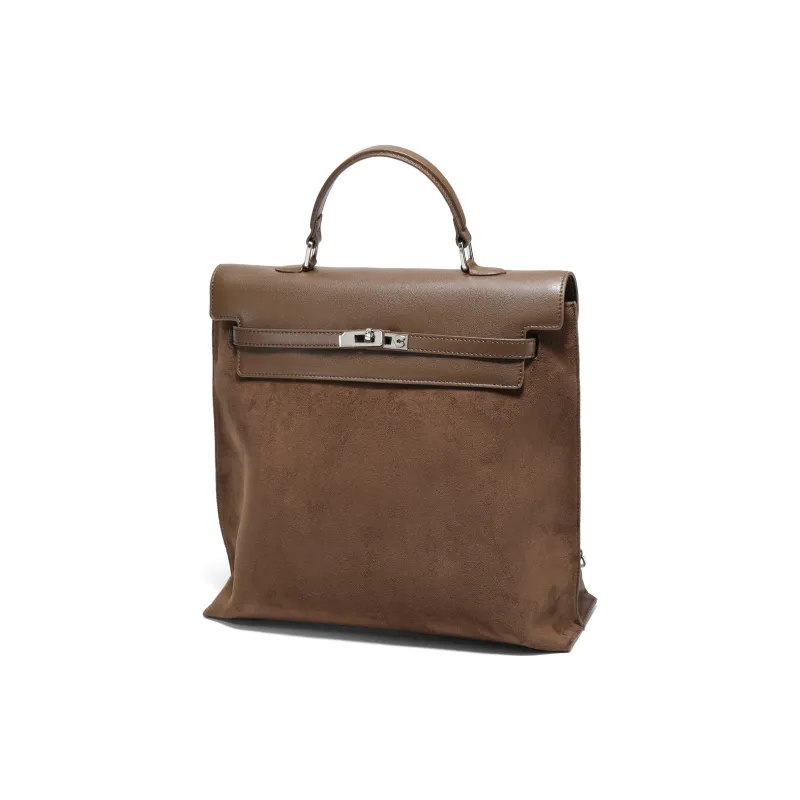 BELLE Artificial Leather Backpack Women's Black, Khaki-7