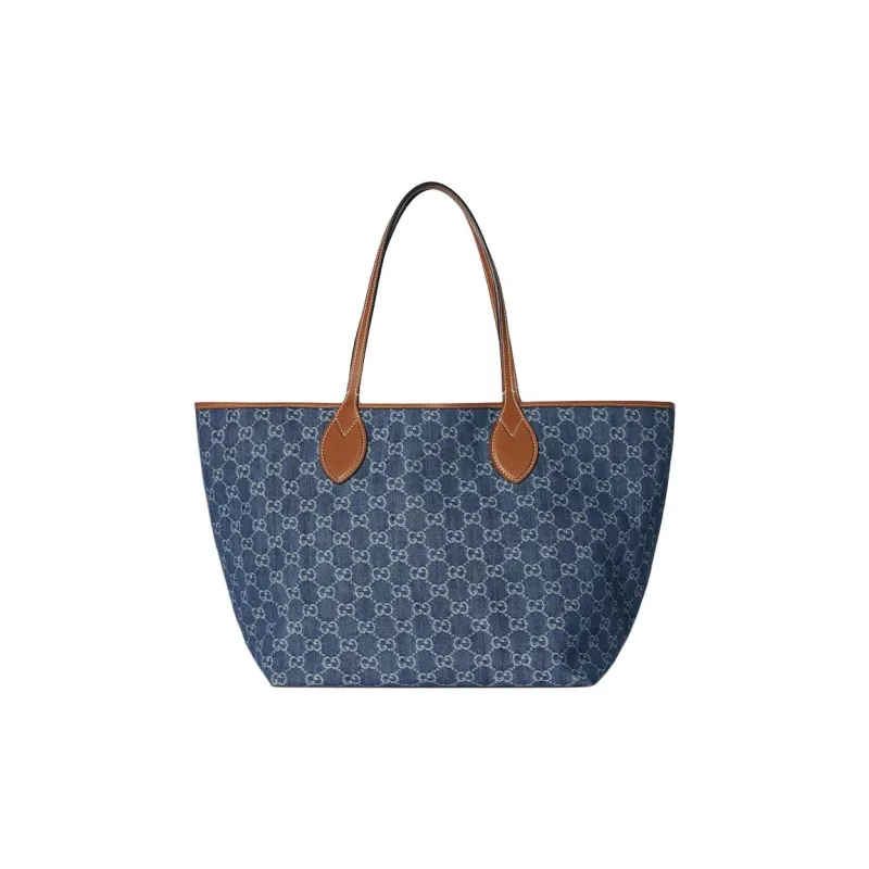 GUCCI Totissima Denim Tote Bag, Shopping Bag, Shoulder Bag Medium Size Women's Blue-0