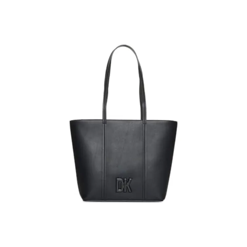 DKNY Leather Tote Bag Shopping Bag Handbag Shoulder Bag Medium Size Women's Black-2