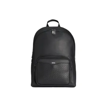HUGO BOSS Regenerated Leather Backpack Medium Size Men's Black