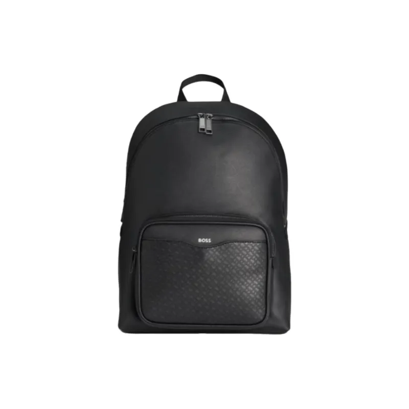 HUGO BOSS Regenerated Leather Backpack Medium Size Men's Black-0