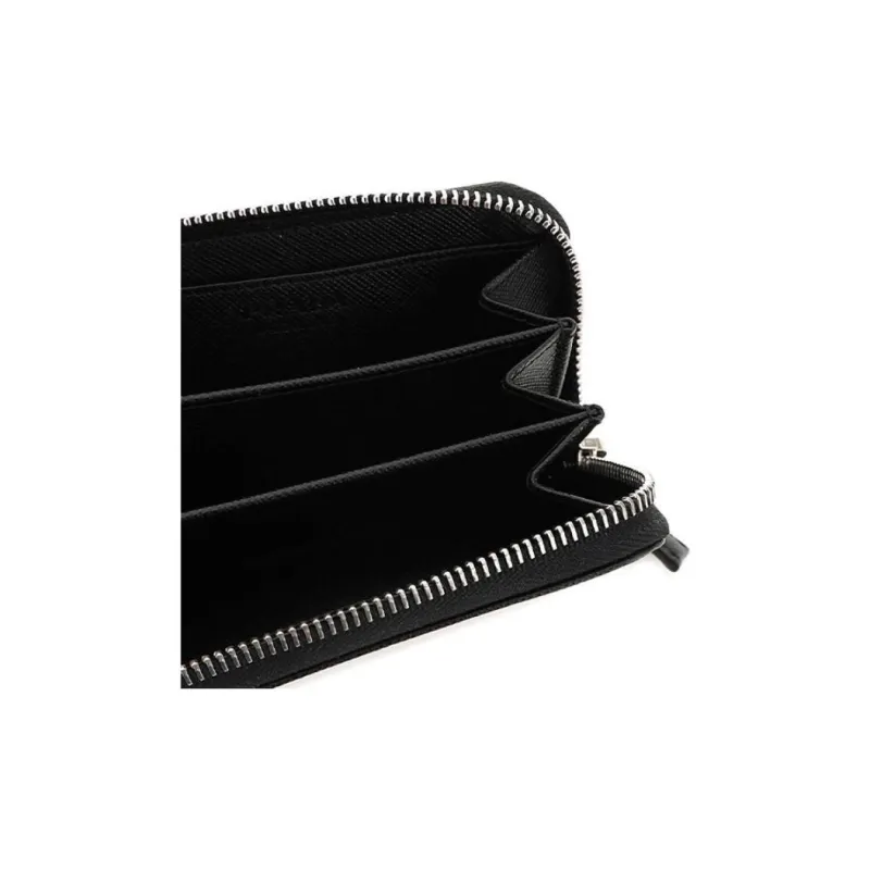 PRADA Leather Shoulder Bag With Coin Purse Unisex Black-4