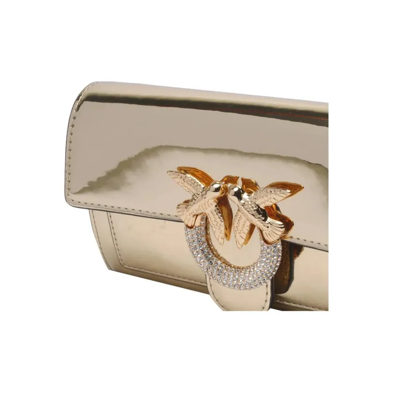 PINKO Patent Leather Shoulder Bag Women's Gold-3