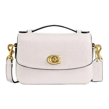 COACH Cassie High-Quality Pebbled Leather Shoulder Bag Crossbody Bag Handbag Women's Chalk White