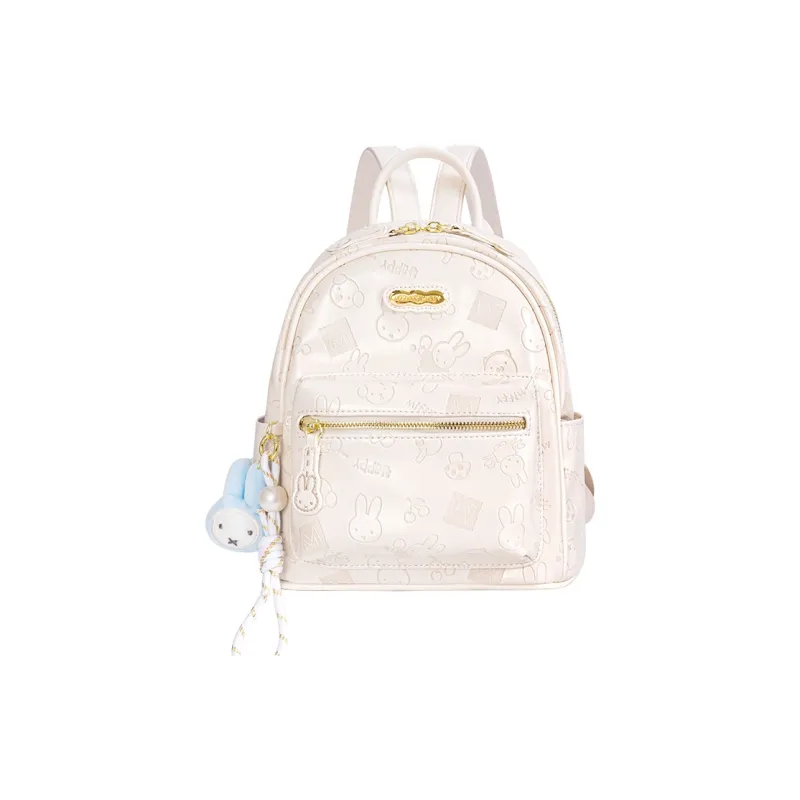 Miffy Synthetic Leather Backpack Women's Ecru/Pink-0
