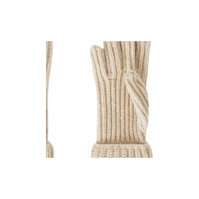 Loro Piana Cashmere Knit Gloves Kids' Antique Paper Color-1