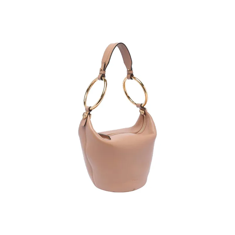 Chloe Cow Leather Shoulder Bag Small Size Women's Nude-1
