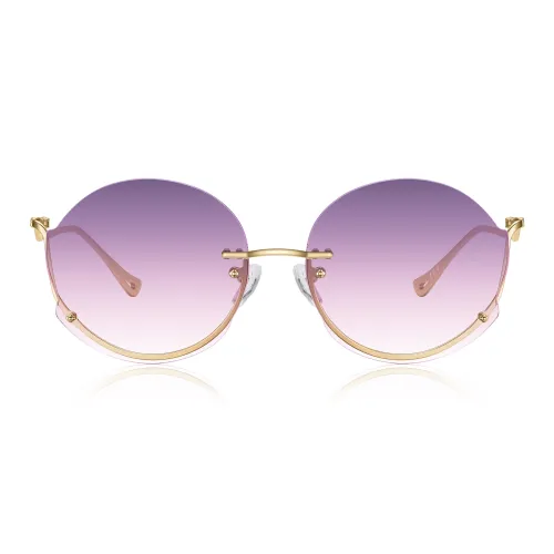 Lao Feng Xiang Β Titanium Round Sunglasses Women's
