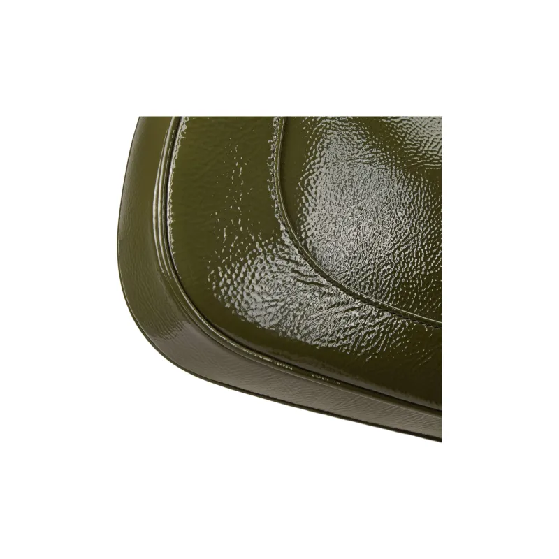 GUCCI Jackie 1961 Patent Leather Handbag Shoulder Bag Small Size Women's Forest Green-6