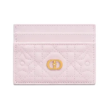 DIOR Caro Lambskin Card Holder Regular Women's Pink