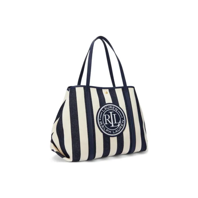 LAUREN RALPH LAUREN Fabric Tote Bag, Shopping Bag, Handbag Tubas Women's Dark Blue & White-1