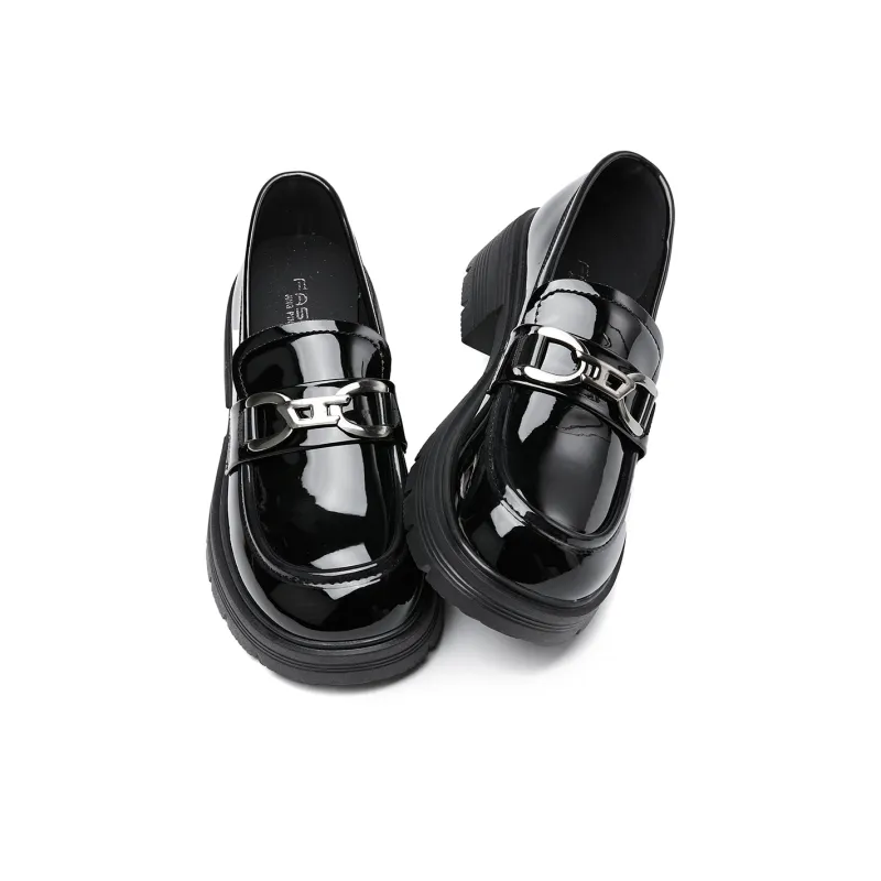La Chapelle Ballet Flats Loafers 4.0cm Women's Black-2