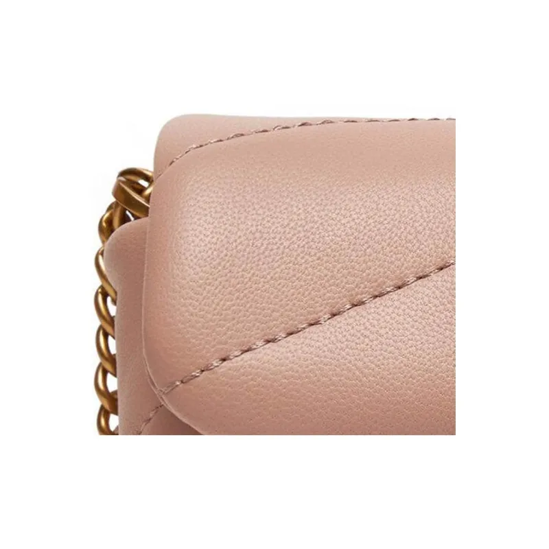 PINKO Grain Leather Shoulder Bag Women's Honey Powder-4