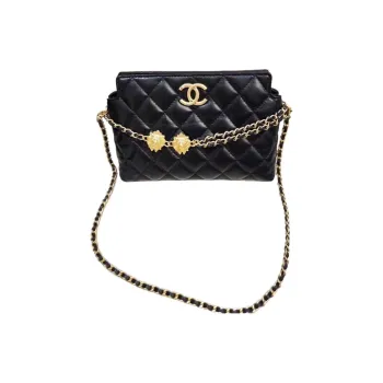 CHANEL Sheepskin Crossbody Bag, Shoulder Bag Women's Black