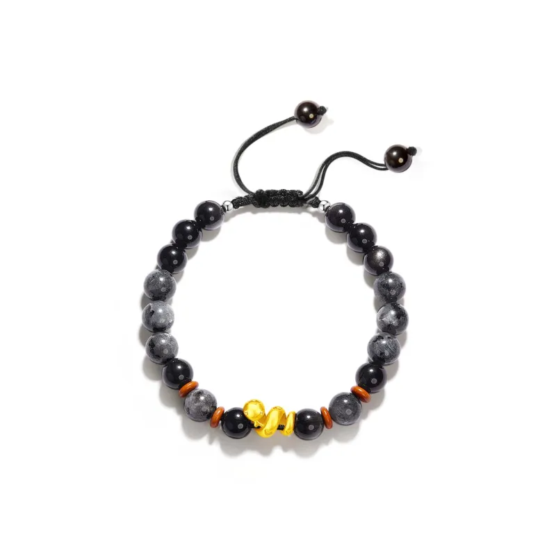 VOEX Silver Sheen Obsidian Bracelets Unisex-0