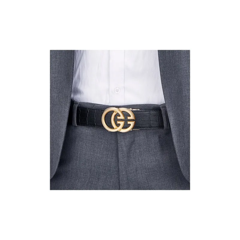 Cheekkiss Cow Leather Belts Men's Gunmetal, Gold 3.5cm-8