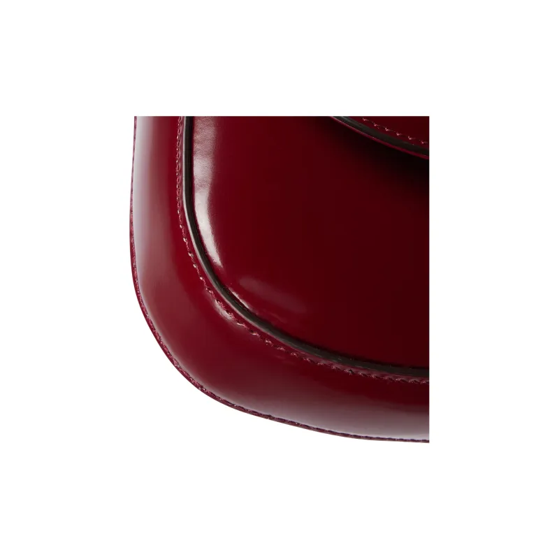 GUCCI Leather Shoulder Bag Mini Women's Red-6
