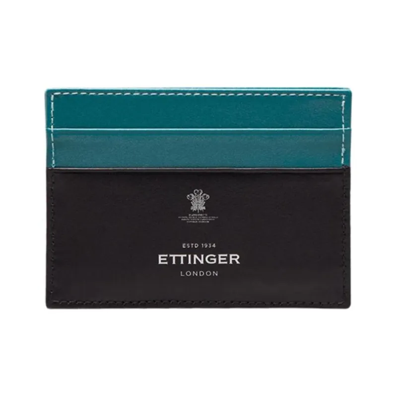 ETTINGER Calfskin Card Holder Men's Turquoise & Black-0