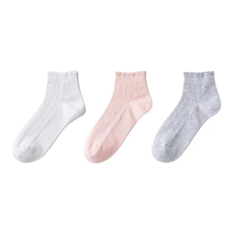 UNIQLO Ankle Socks Women's 3 Pack Ivory-0