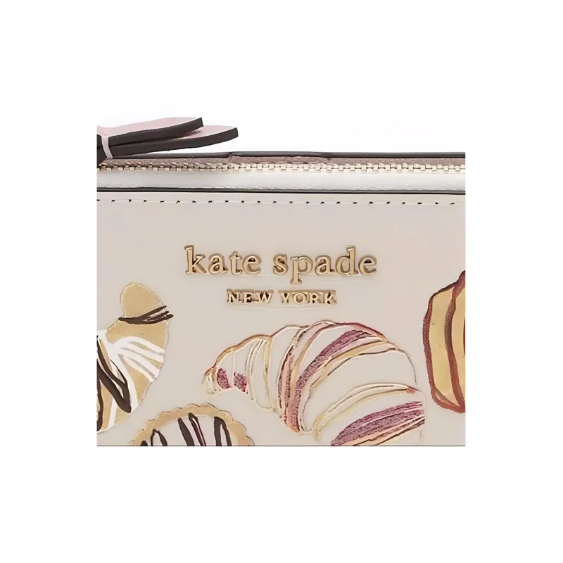 Kate Spade Cross Grain Cow Leather Wallet Small Size Women's White-4