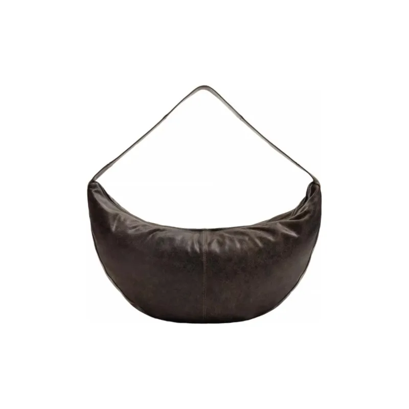 ZARA Cow Leather Shoulder Bag Men's Black Brown-0