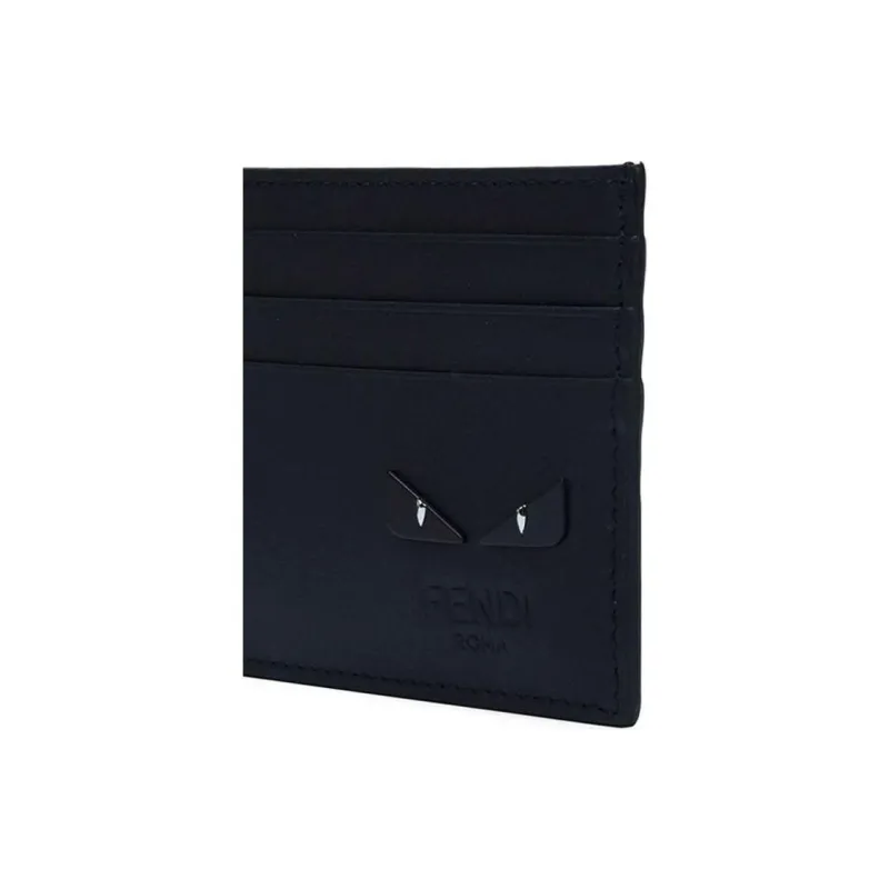 FENDI Calfskin Card Holder Men's Black-4