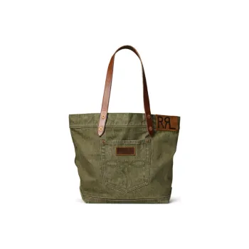 Ralph Lauren Fabric Tote Bag Shopping Bag Handbag Shoulder Bag Men's Olive Green