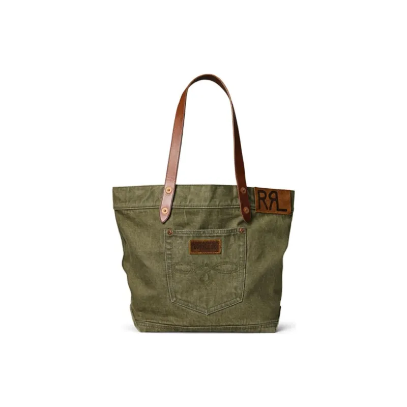 Ralph Lauren Fabric Tote Bag Shopping Bag Handbag Shoulder Bag Men's Olive Green-0