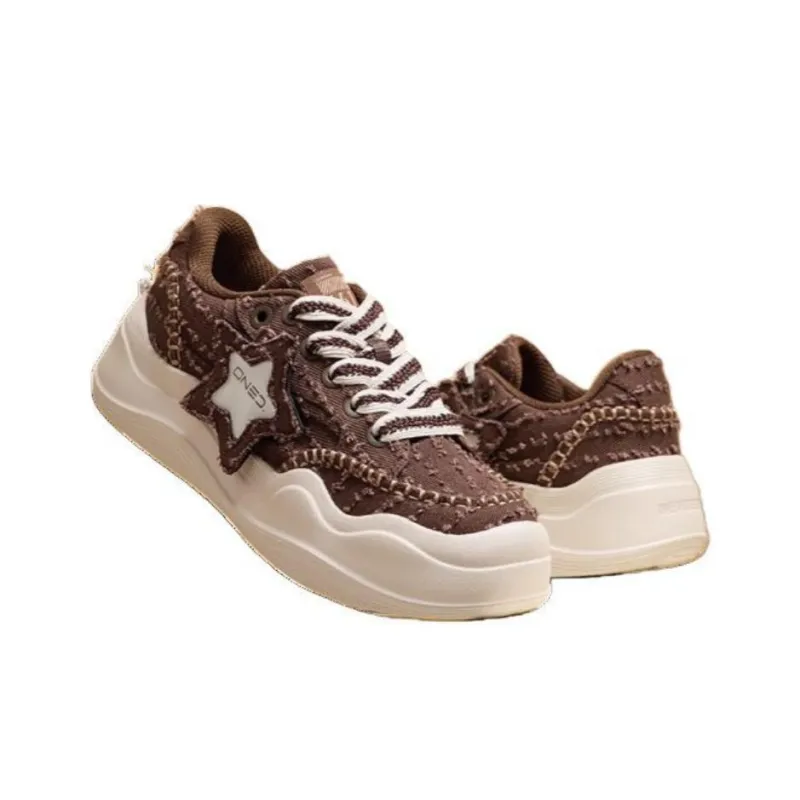 361° Anti-Slip Wear-Resistant Low-Top Skateboard Shoes Women's Brown-1