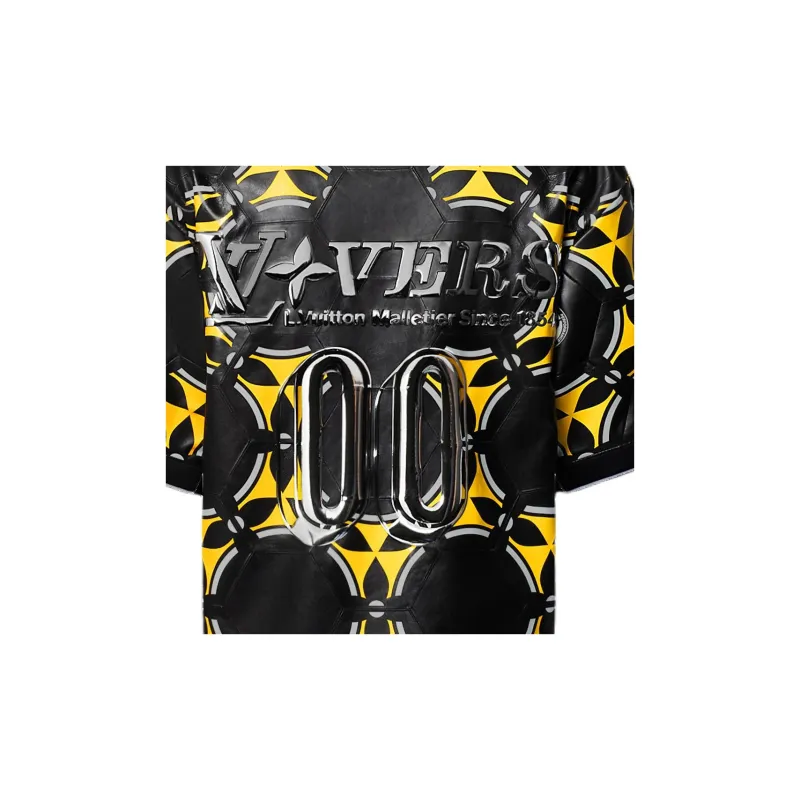 LOUIS VUITTON Soccer Ball Patchwork Leather Short Sleeved Top-4