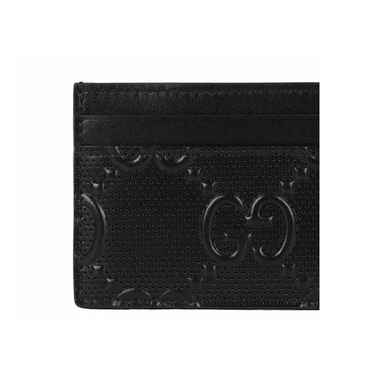 GUCCI Cow Leather Card Holder Card Holder Men's Black-4