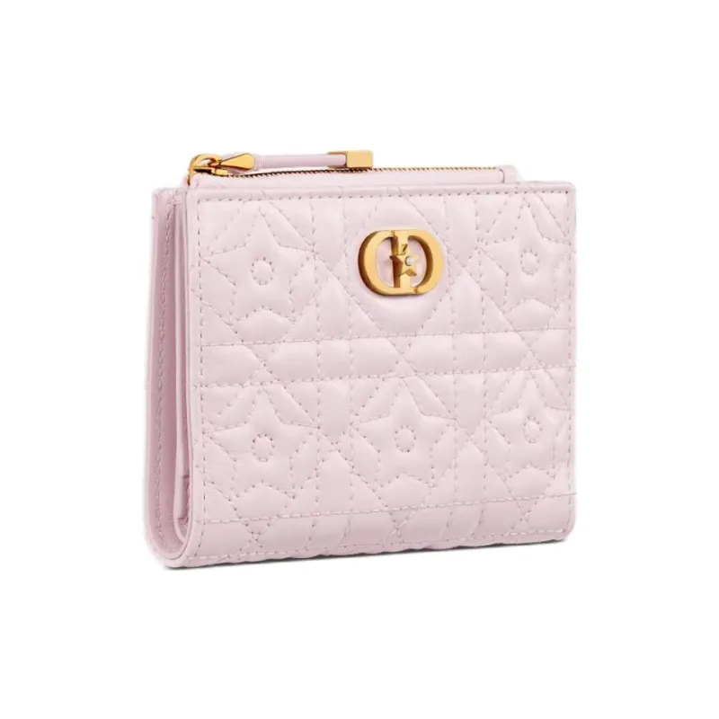 DIOR Caro Lambskin Wallet Women's Light Pink-1