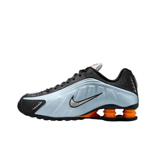 Nike Shox R4 Anti Slip Wear Resistant Low Top Casual Running Shoes Unisex Blue Black