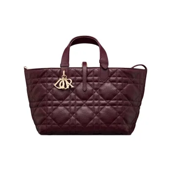 DIOR Toujours Calfskin Indigenous Bag, Tote Bag, Shopping Bag, Handbag Medium Size Women's Burgundy