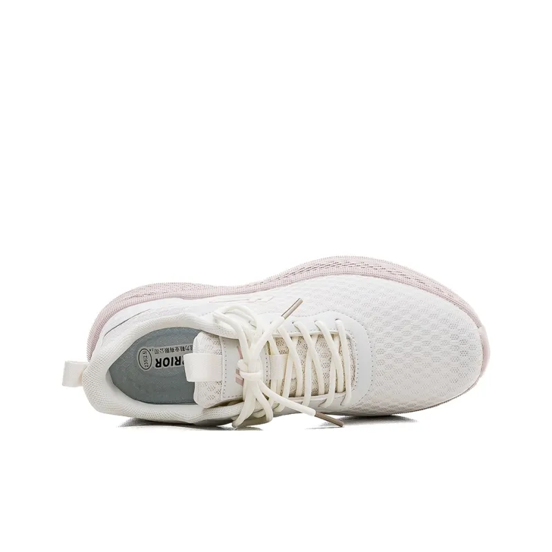 Warrior Cushioned Wear-Resistant Breathable Low-Top Casual Running Shoes Women's White Pink-2