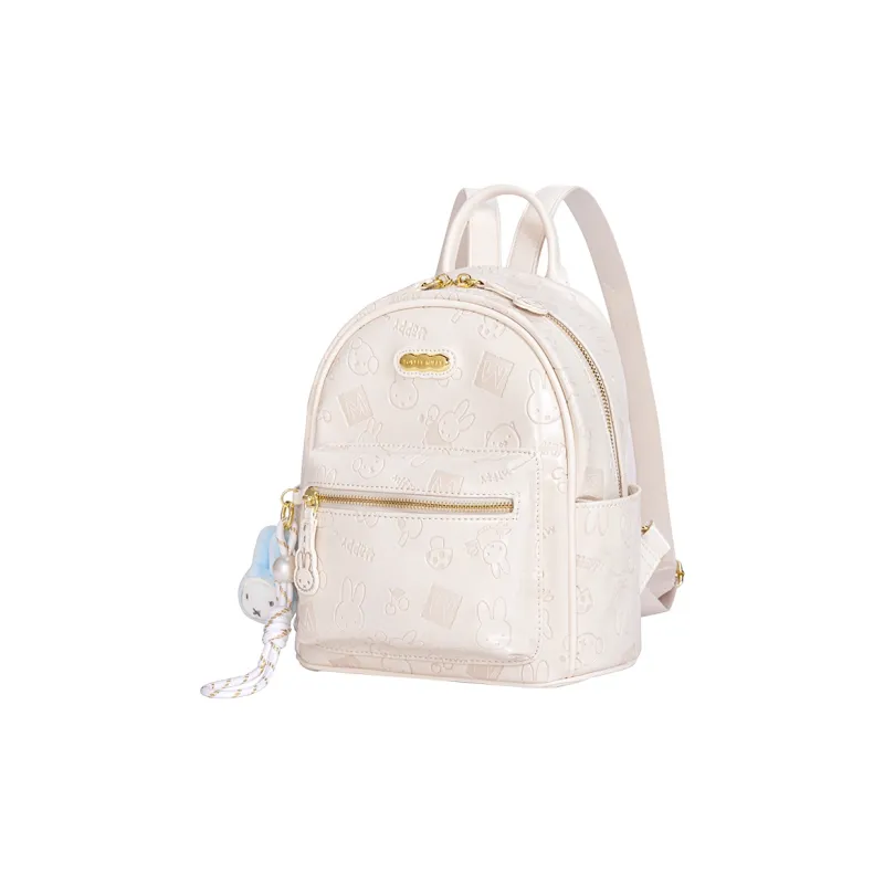 Miffy Synthetic Leather Backpack Women's Ecru/Pink-1