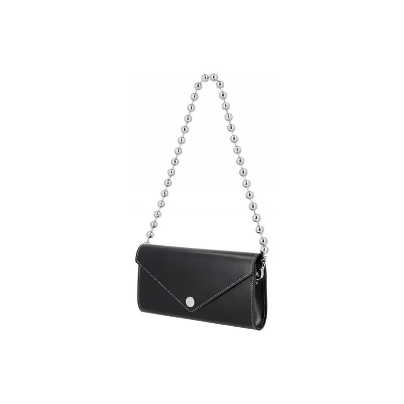 GANNI Recycled Leather Chain Wallet, Shoulder Bag Women's Black-2