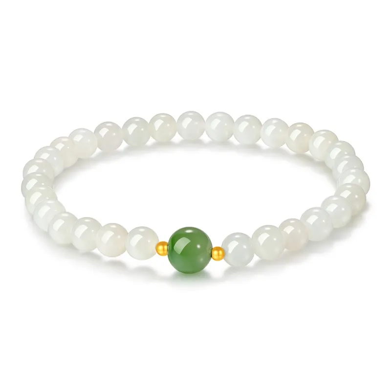 LAOMIAO Hetian Jade Bracelets Pale Greenish White Jade Women's-0