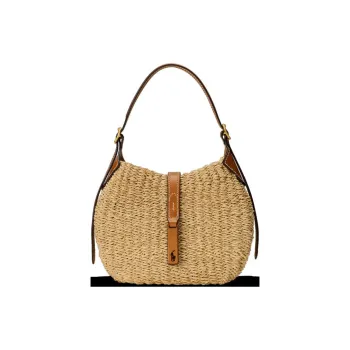 Polo Ralph Lauren Polo ID Raffia Shoulder Bag Trumpets Women's Natural Color
