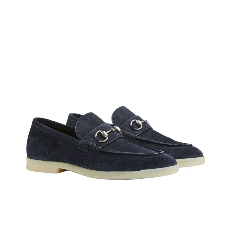 GUCCI Horsebit Loafers Men's Dark Blue-2