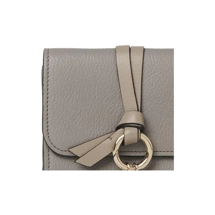 Chloe Alphabet Calfskin Card Holder, Wallet Small Size Women's Gray-3