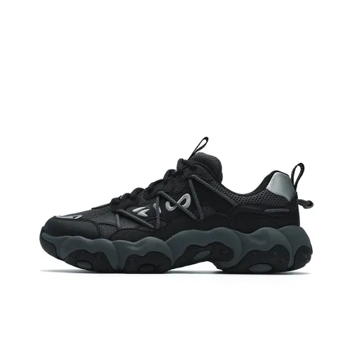 FILA FLUID 6 Cat Paw Cushioning, Wear Resistant Low Top Chunky Sneakers Men's Black Gray