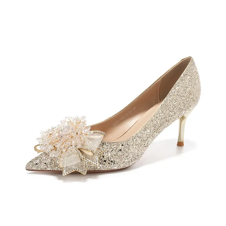 XIMO BULL High Heels Women's Champagne Gold-8