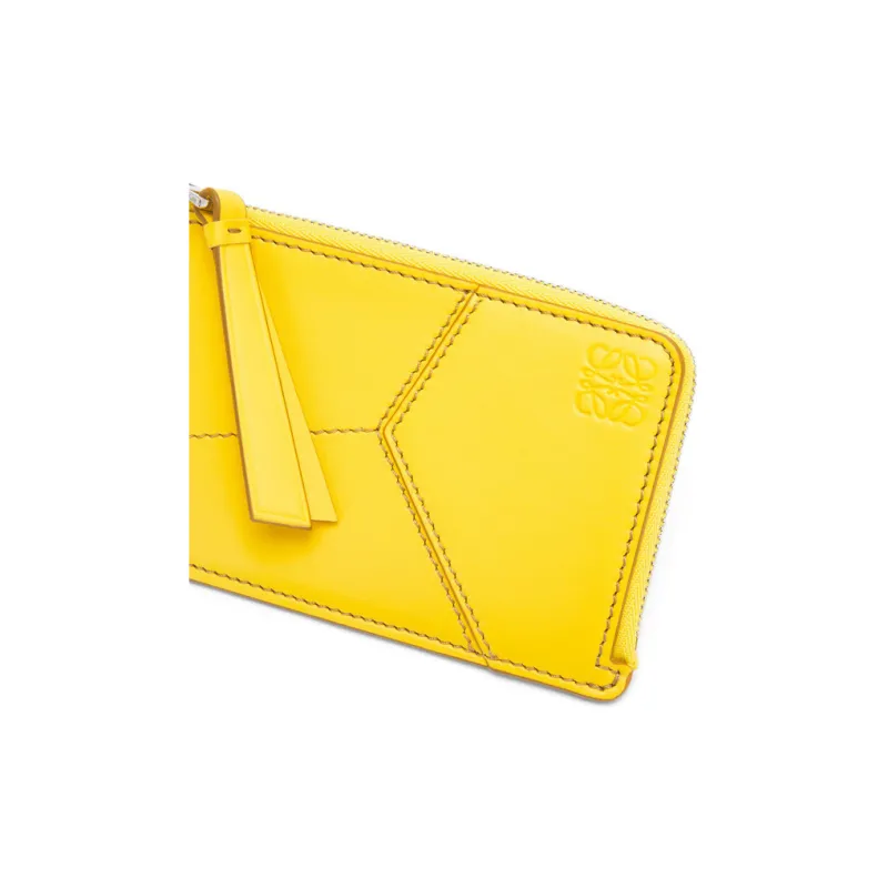 LOEWE Puzzle Smooth Cow Leather Card Holder Wallet Men's Yellow-3