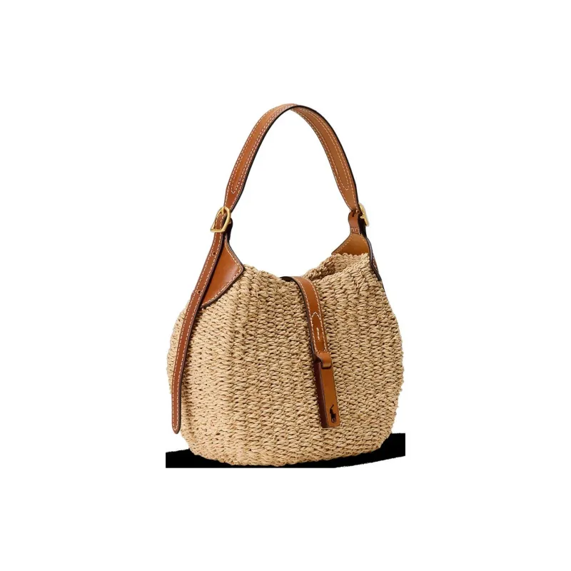 Polo Ralph Lauren Polo ID Raffia Shoulder Bag Trumpets Women's Natural Color-1