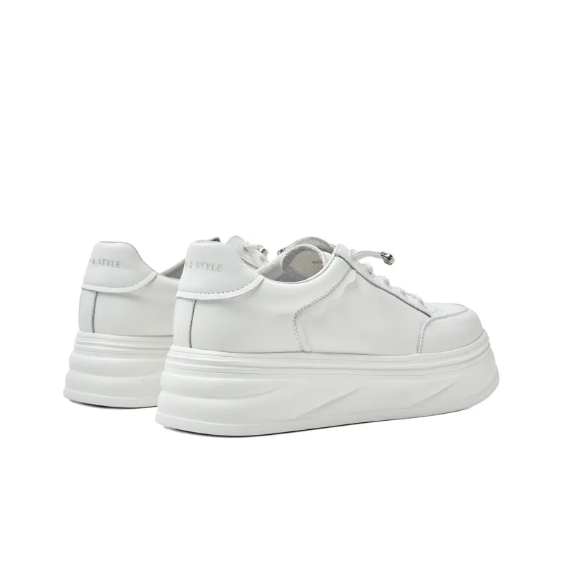 PT'SON Low Top Skateboard Shoes Women's White-1