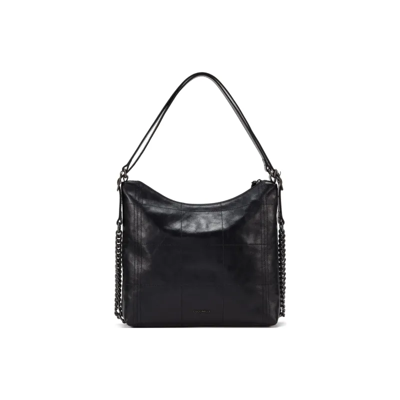 COCCINELLE Waxed Leather Hobo Bag, Handbag, Shoulder Bag Large Size Women's-2