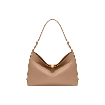 Furla Soft Calfskin Shoulder Bag Large Size Women's Desert